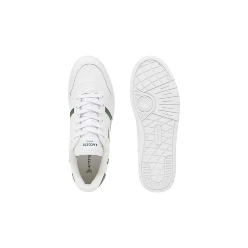 Weiße Lacoste Herren-Sneaker aus Polyurethan mit schwarzen Akzenten im klassischen Sportdesign für Frühling und Sommer