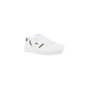 Weißer Lacoste Herren-Sneaker aus Polyurethan mit grünen Akzenten und klassischem Krokodil-Logo für Frühling und Sommer