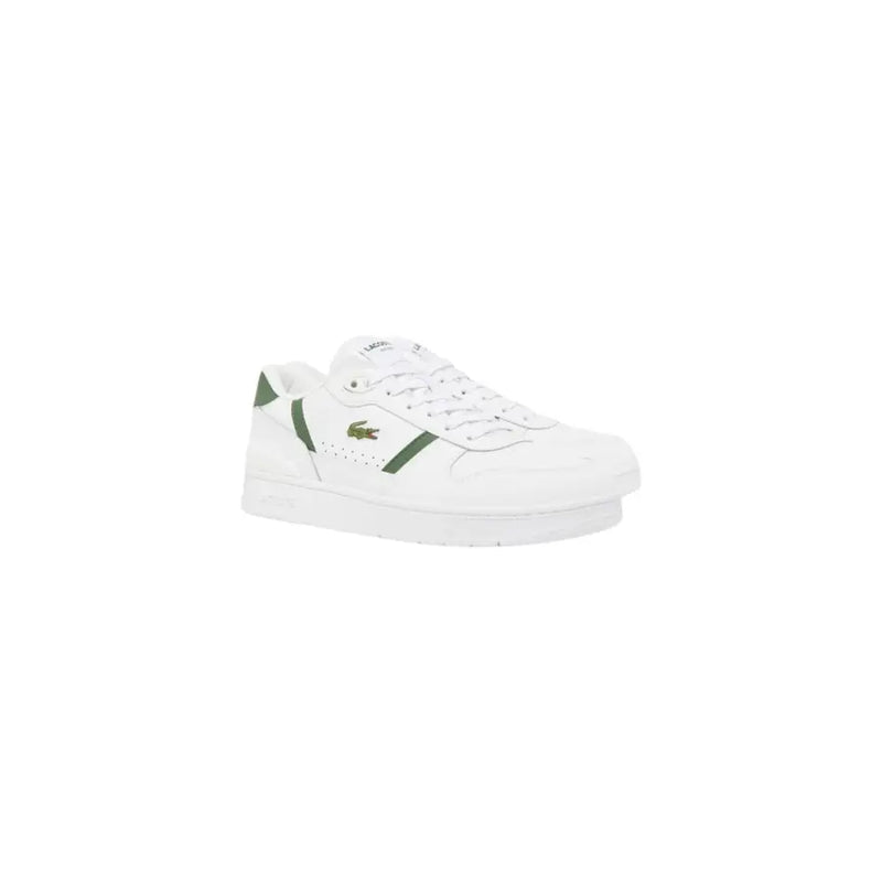 Weißer Lacoste Herren-Sneaker aus Polyurethan mit grünen Akzenten und klassischem Krokodil-Logo für Frühling und Sommer