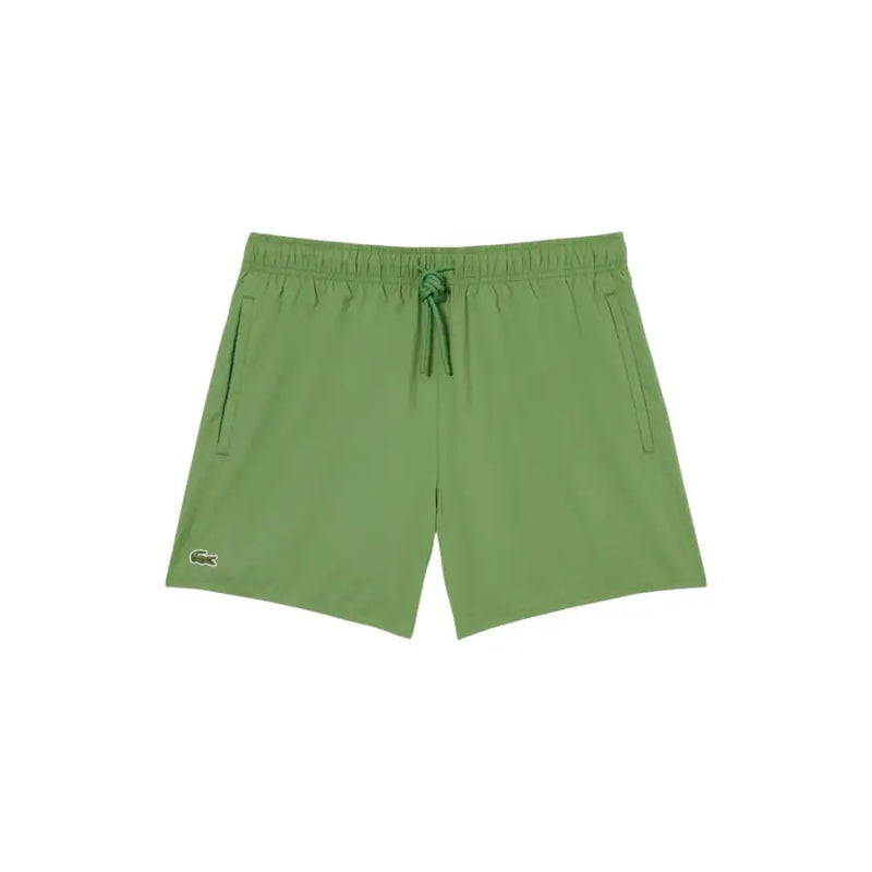 Grüne Lacoste Herren-Badehose mit elastischem Bund und Kordelzug aus Polyester, geeignet zum Baden