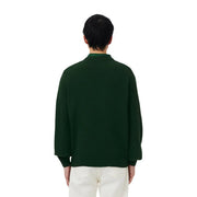 Lacoste Wollpullover für Herren in Dunkelgrün mit gerippten Bündchen und Saum sowie Rundhalsausschnitt, Vorderansicht