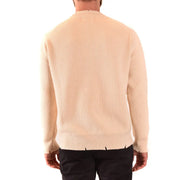 Laneus Kaschmirpullover für Damen in Beige mit Rippstrick und ausgefranstem Saum, Vorderansicht