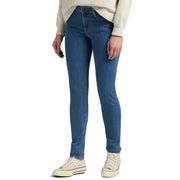 Lee Damen-Jeans aus blauem Slim-Fit-Denim mit verwaschener Optik und klassischen Ziernähten