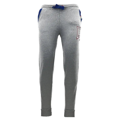 Leone 1947 men trousers gray heathered sweatpants with blue side panels and embroidered la logo on thigh