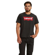 Men’s black crewneck cotton T-shirt with red Levi’s logo for Levis Men collection