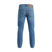 Levi's Herren-Jeans aus blauem Denim mit klassischem Five-Pocket-Design, Baumwoll-Stretch, schmale Passform, Lederpatch auf der Rückseite.