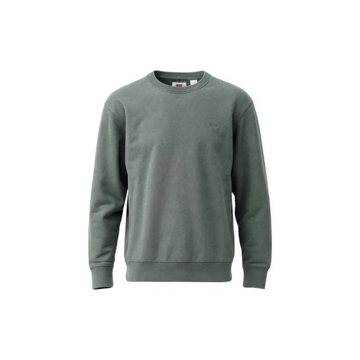 Levi's Herren-Sweatshirt aus grüner Baumwolle mit Rundhalsausschnitt und dezentem, gesticktem Logo auf der Brust in gedecktem Olivgrün