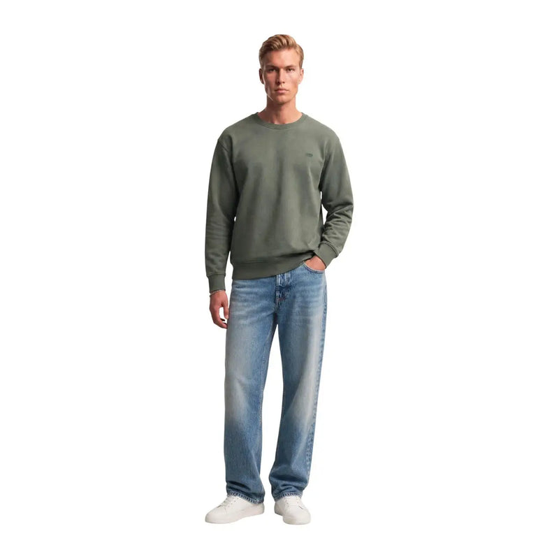 Grünes Levi's Herren-Sweatshirt aus Baumwolle mit Rundhalsausschnitt, kleinem gesticktem Logo auf der Brust und Rundhalsausschnitt