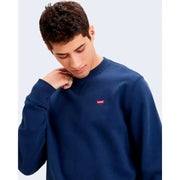 Levi's Herren-Sweatshirt aus blauer Baumwolle mit Rundhalsausschnitt in Marineblau und kleinem roten Logo auf der Brust