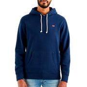 Levi's Herren-Baumwollhoodie in Marineblau mit weißen Kordelzügen und einem kleinen roten Logo auf der Brust