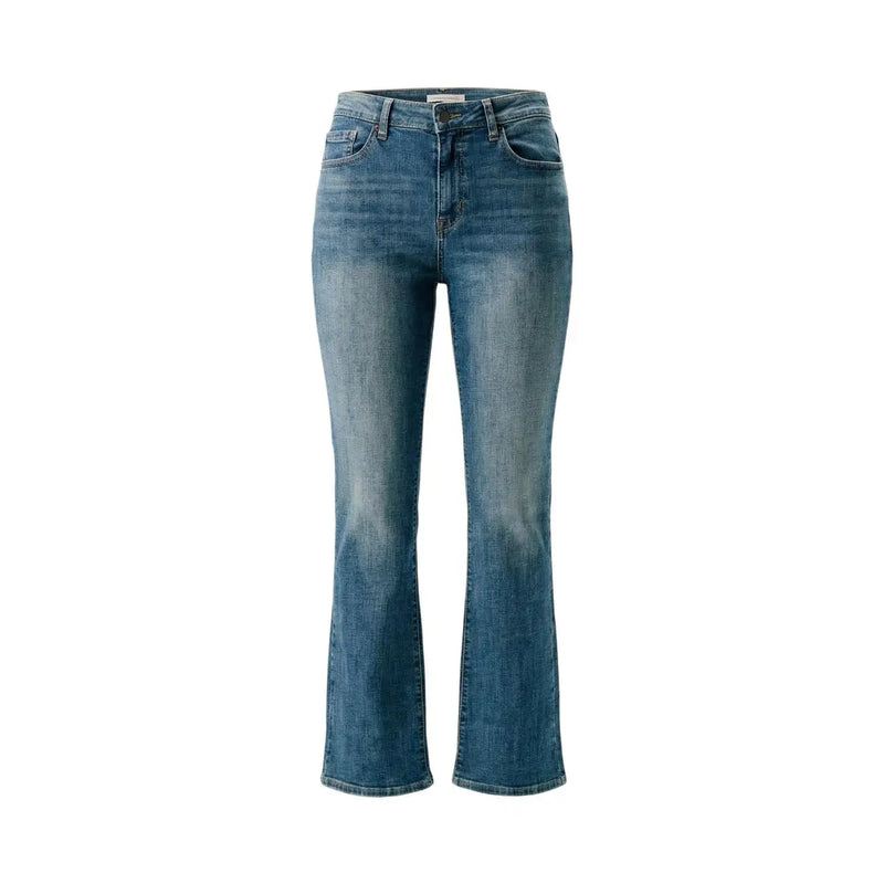 Levi's Damen-Jeans aus blauem Denim mit geradem Bein und dezenter Waschung aus einem abgenutzten Baumwollmischgewebe