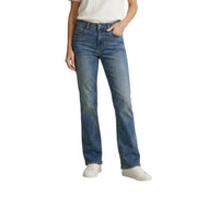 Levi's Damen-Jeans aus blauem Denim mit klassischem geradem Bein und dezenter Waschung aus abgenutztem Baumwollmischgewebe