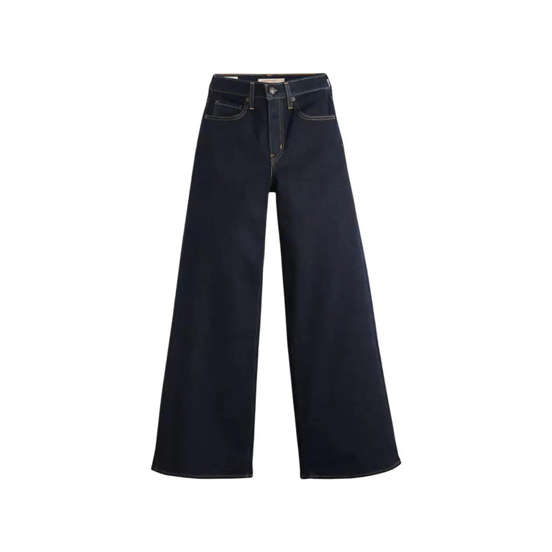 Levi's Damen-Jeans aus Baumwollmischgewebe in Dunkelindigo mit weitem Bein, hohem Bund, klassischer Naht und schwarzer Farbe