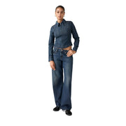 Levi's Damen-Jeans, blaue Baumwoll-Lyocell-Jeans, dunkelblaue kurze Jeansjacke mit Frontreißverschluss und weit geschnittene Jeans