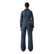 Dunkelblauer Jeans-Overall mit Kragen, geknöpften Manschetten und klassischem Levi's-Logo auf den Gesäßtaschen aus Baumwoll-Lyocell.