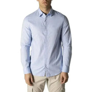 Light blue long-sleeve button-up dress shirt by Armani Exchange for men