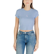 Light blue Calvin Klein women’s crop top displayed with Calvin Klein Jeans White Round Neck T-Shirt