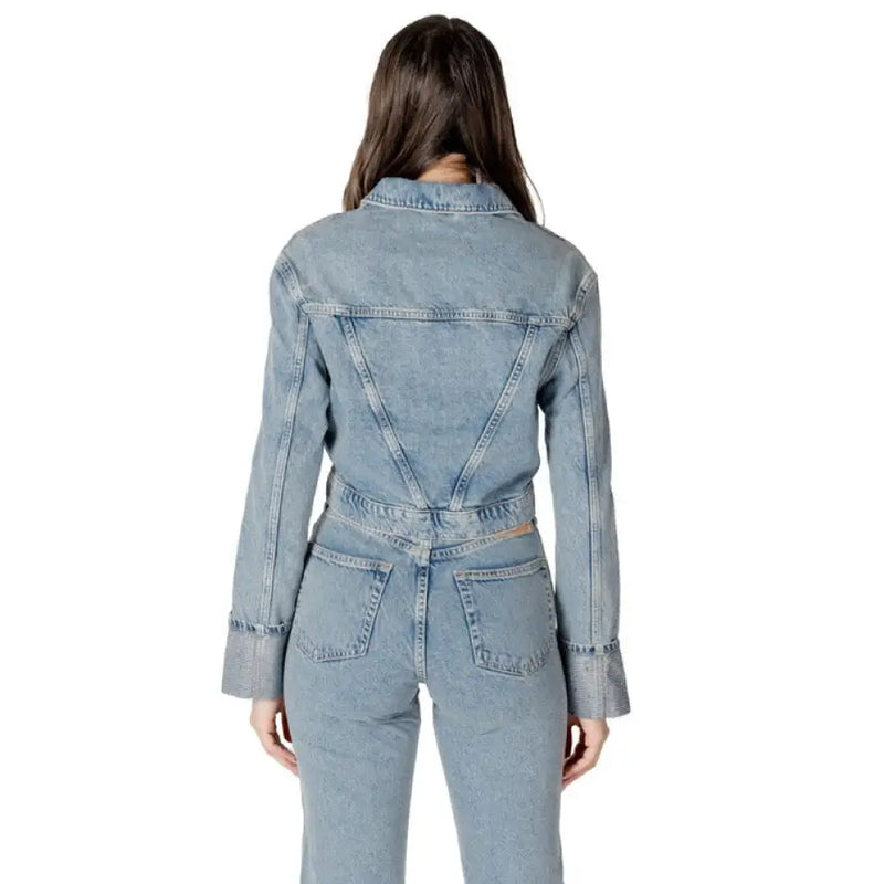 Light blue denim jacket and jeans outfit displayed in the product Light Blue Denim Jacket and Jeans Outfit