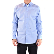 Light blue long-sleeved dress shirt with button-down collar for formal wear