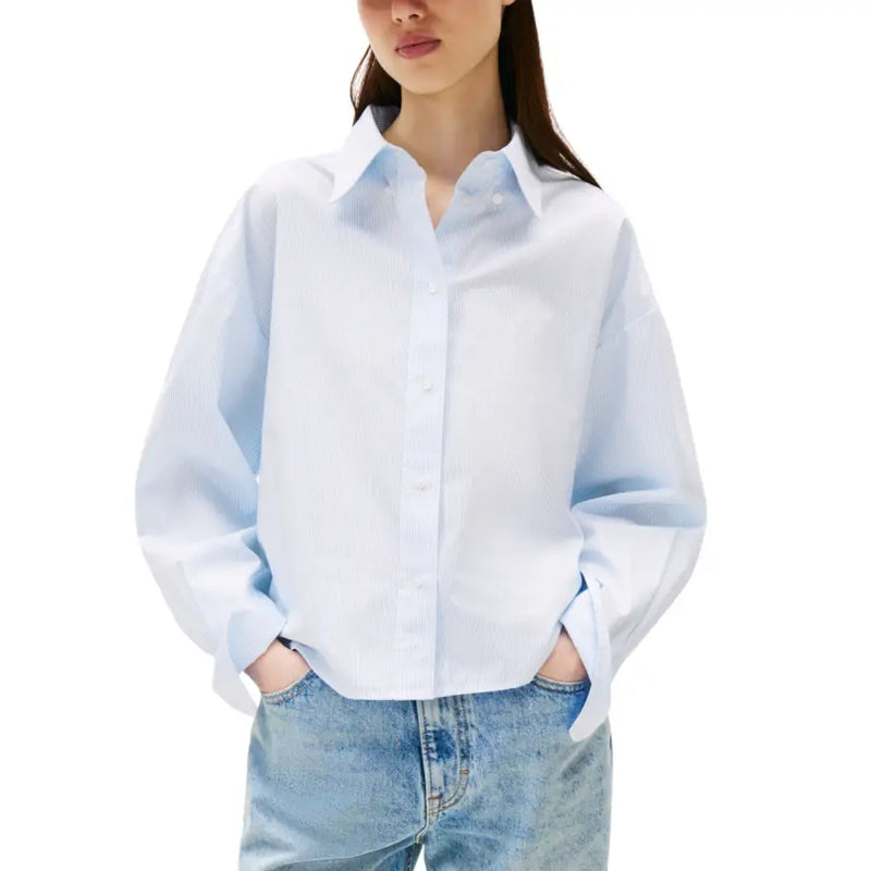 Light blue oversized button-up shirt with a classic collar from Tommy Hilfiger Jeans
