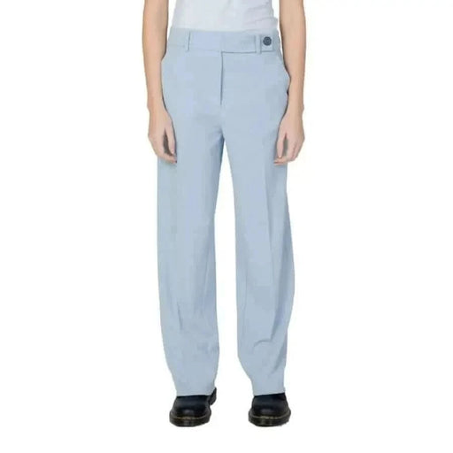 Light blue wide-leg high-waist trousers - Only Women Trousers collection