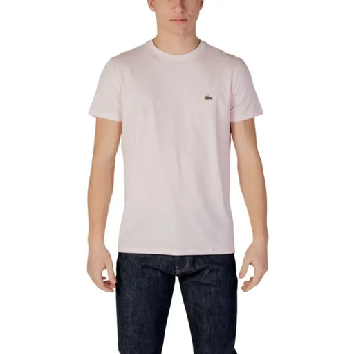 Hellrosa Lacoste t-shirt abgebildet in Lacoste Herren Schwarzes Kurzarm-Rundhals-T-Shirt