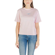 Light pink short-sleeved Calvin Klein Jeans women’s T-shirt with rounded neckline