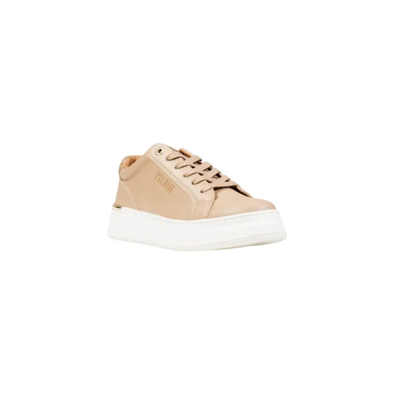 Light tan leather sneakers with white platform soles and matching laces from Alviero Martini Prima Classe for women