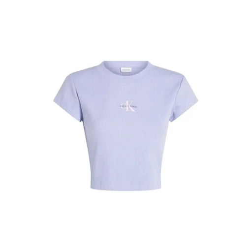 Lilac cropped t-shirt with logo, part of Calvin Klein Jeans Women’s collection