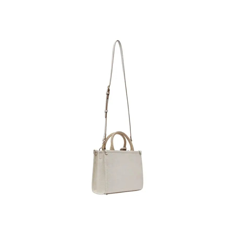 A sleek off-white leather liu jo cotton handbag with textured handles and a slender shoulder strap