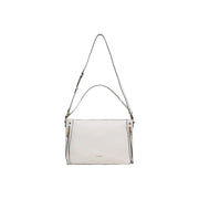 Liu jo beige leather crossbody handbag with gold-tone hardware detachable shoulder strap and multiple pockets