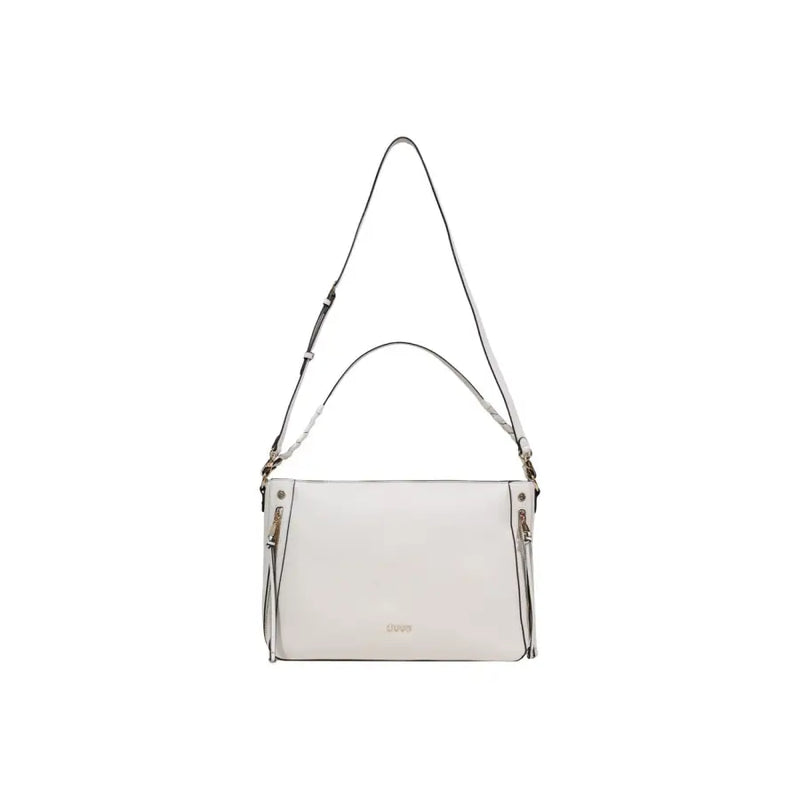 Liu jo beige leather crossbody handbag with gold-tone hardware detachable shoulder strap and multiple pockets