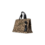 Leopard print tote bag with black handles and decorative black ribbon for Liu Jo Beige Handbag