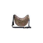 Liu Jo beige leopard print crescent shoulder bag with zip pockets black leather strap and gold-tone hardware