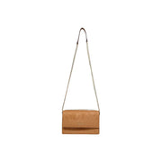 Liu jo beige polyester handbag shoulder bag 23x16x9 with tan leather crossbody design chain strap embossed logo
