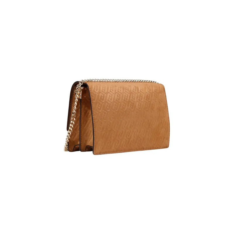 Liu Jo beige polyester handbag shoulder bag with tan leather crossbody bag embossed pattern and gold-tone chain strap
