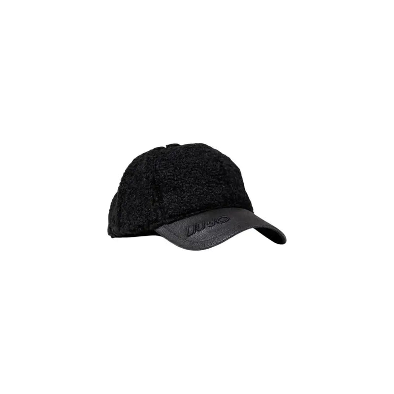 Black textured Liu Jo fall winter women’s polyurethane baseball cap with smooth visor