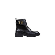Liu Jo Schwarze Stiefeletten aus Kunstleder mit goldener Schnalle und Reißverschluss