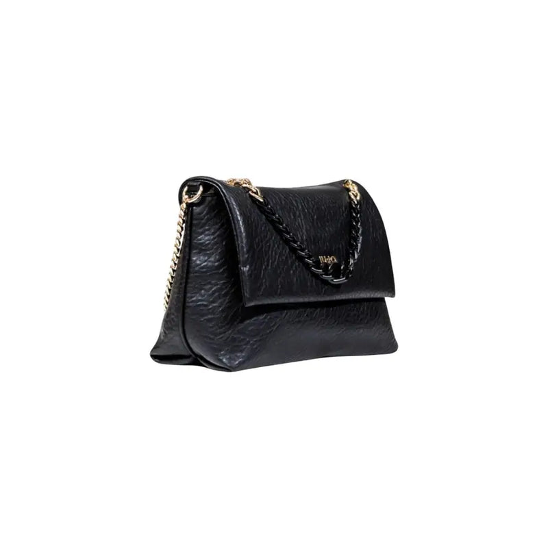 Black leather Liu Jo handbag with gold chain shoulder strap for women in fall winter collection