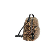 Liu jo black leopard print polyurethane mini backpack with black leather straps and zip pockets