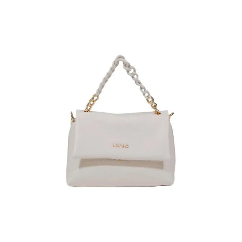 White leather shoulder bag with chain strap from Liu Jo Black Polyester Handbag collection