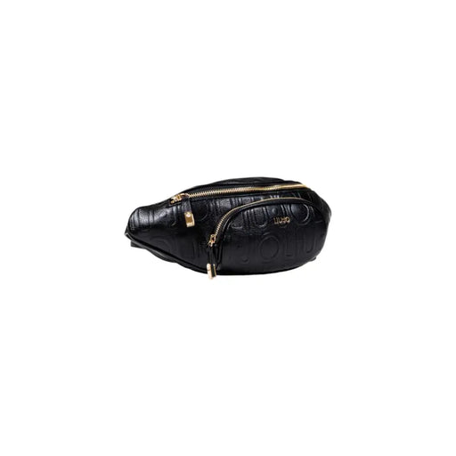 Black leather fanny pack with gold zippers from Liu Jo featuring interior and exterior pockets