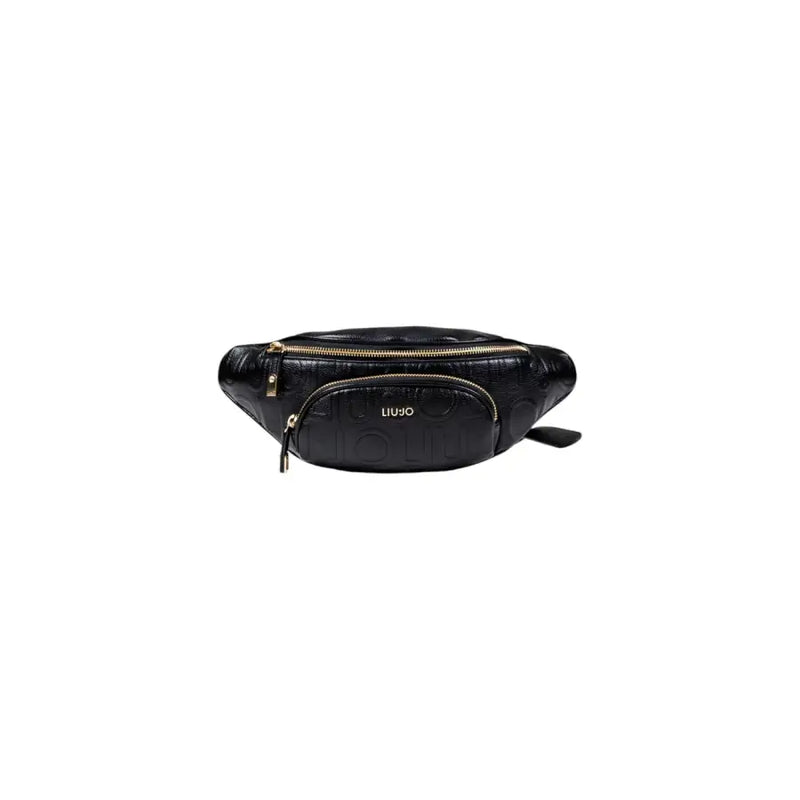 Black crocodile-embossed leather fanny pack with gold-tone hardware from Liu Jo