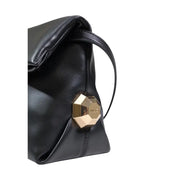 Liu Jo black polyurethane handbag with gold-tone geometric clasp and interior pocket for elegant daily use