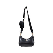Black leather crossbody bag with small attached pouch from Liu Jo featuring interior pocket