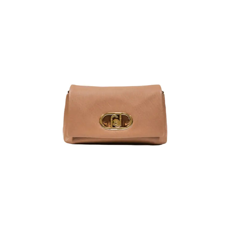 Tan rectangular clutch purse with gold oval turn-lock closure for Liu Jo Black Women Handbag