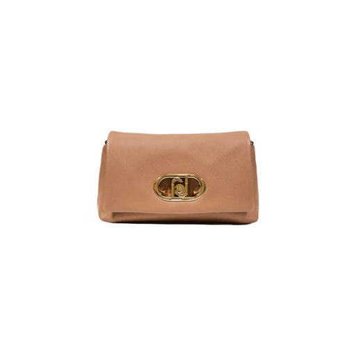 Tan rectangular clutch purse with gold oval turn-lock closure for Liu Jo Black Women Handbag