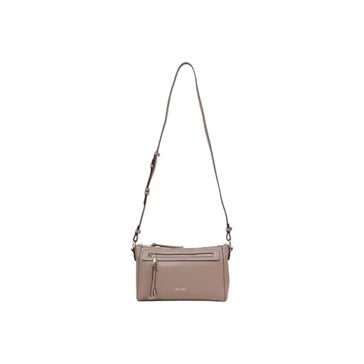 Elegantes Taupe Liu Jo Leder-Umhängetasche mit Reißverschluss, Taschen, minimalistisches Design