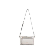 Liu Jo black zippered shoulder bag in off-white leather with black strap and gold hardware
