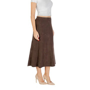 Liu jo brown polka dot knit midi skirt with ribbed waistband in sparkly fabric for fall winter wear